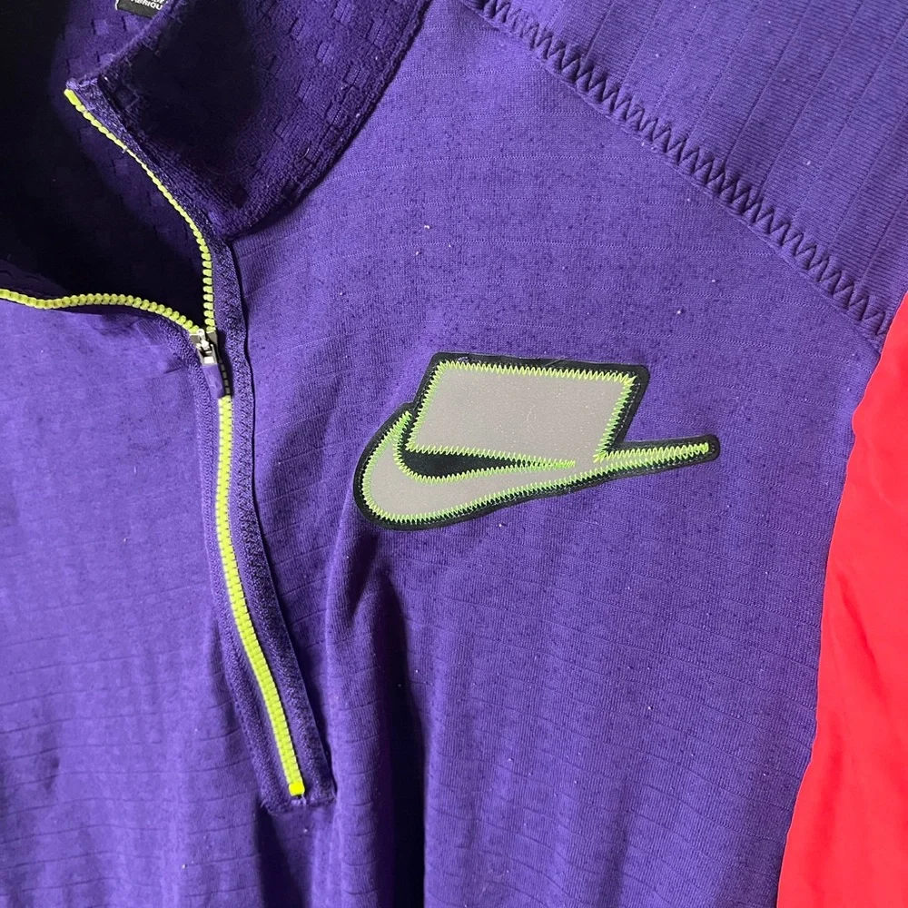 Nike Wild Run Therma Purple Half-Zip Pullover with Neon Accents size xl - Picture 3 of 9